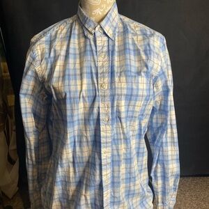 J.CREW Blue and White Plaid Button-Up Shirt